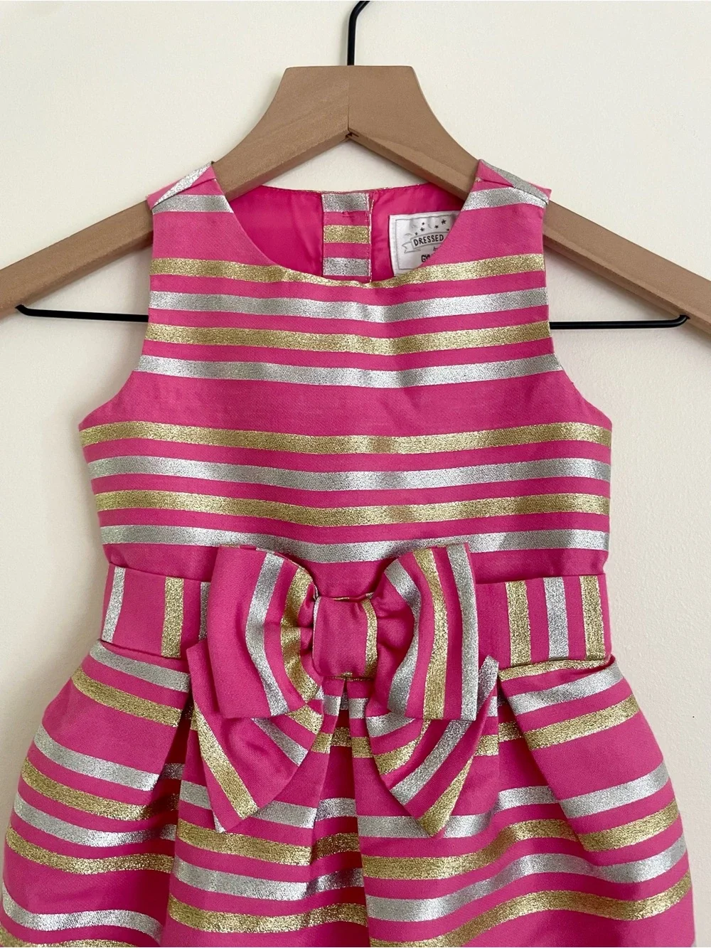 Gymboree Pink Metallic-Striped Bow Dress
